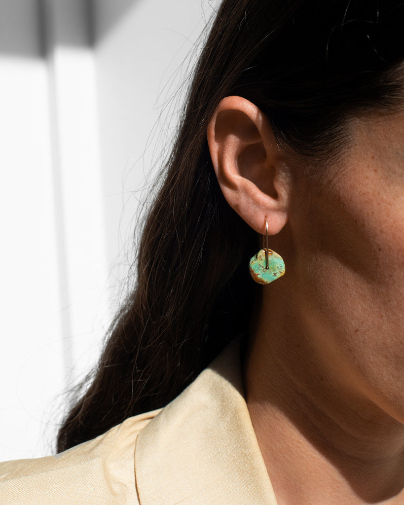 Turquoise Disk Earrings