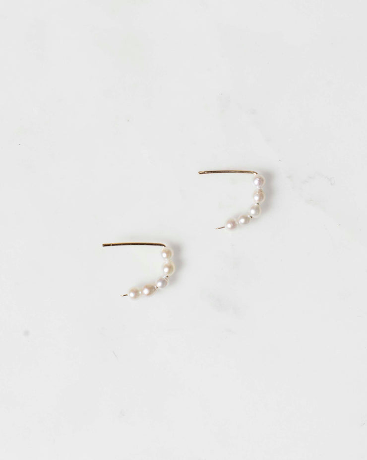 Baroque Pearl Crescent Hoops