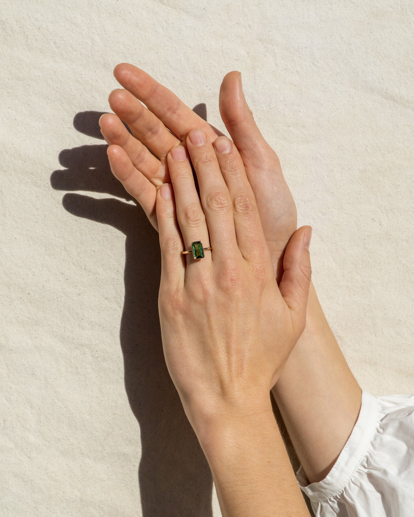 14K Emerald Cut Tourmaline Ring