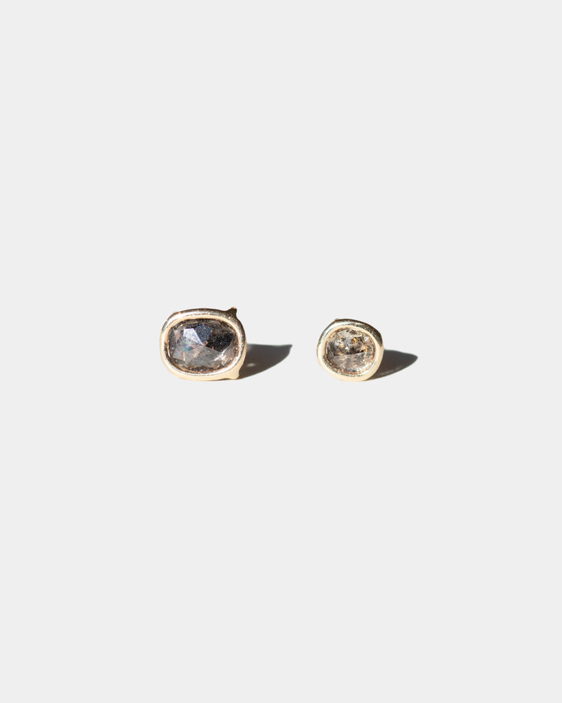 14K Mismatched Salt and Pepper Diamond Floating Studs