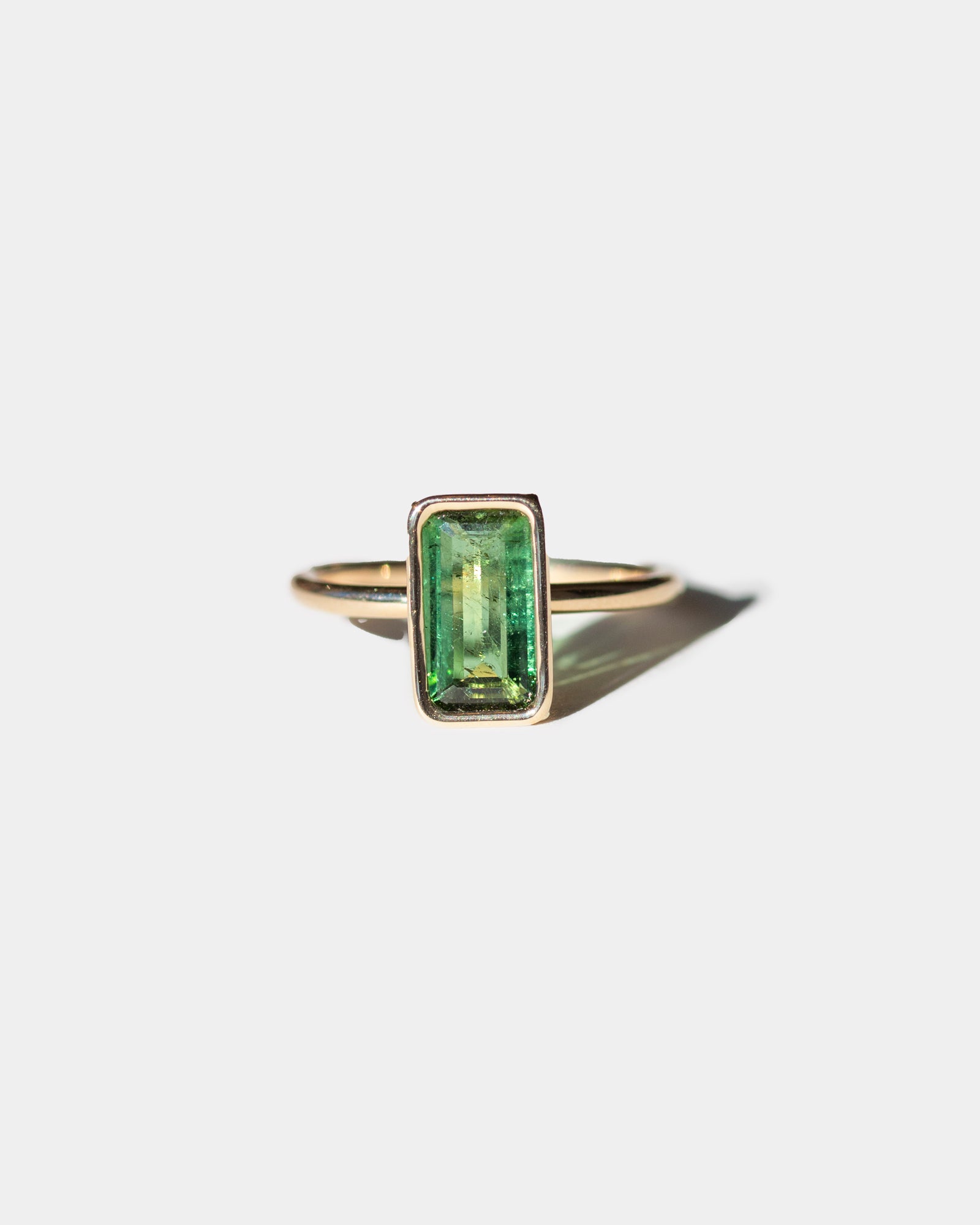 14K Emerald Cut Tourmaline Ring