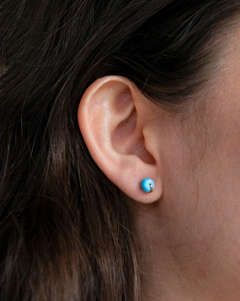 Ceruleite Disk Stud Earrings