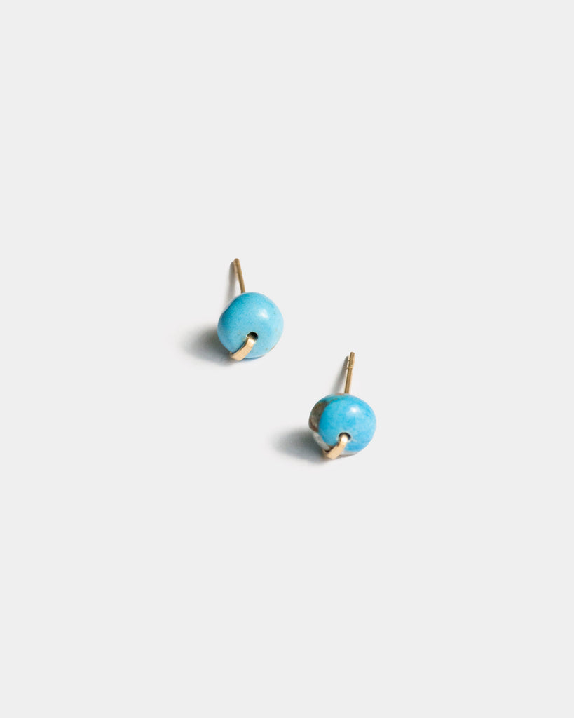 Ceruleite Disk Stud Earrings