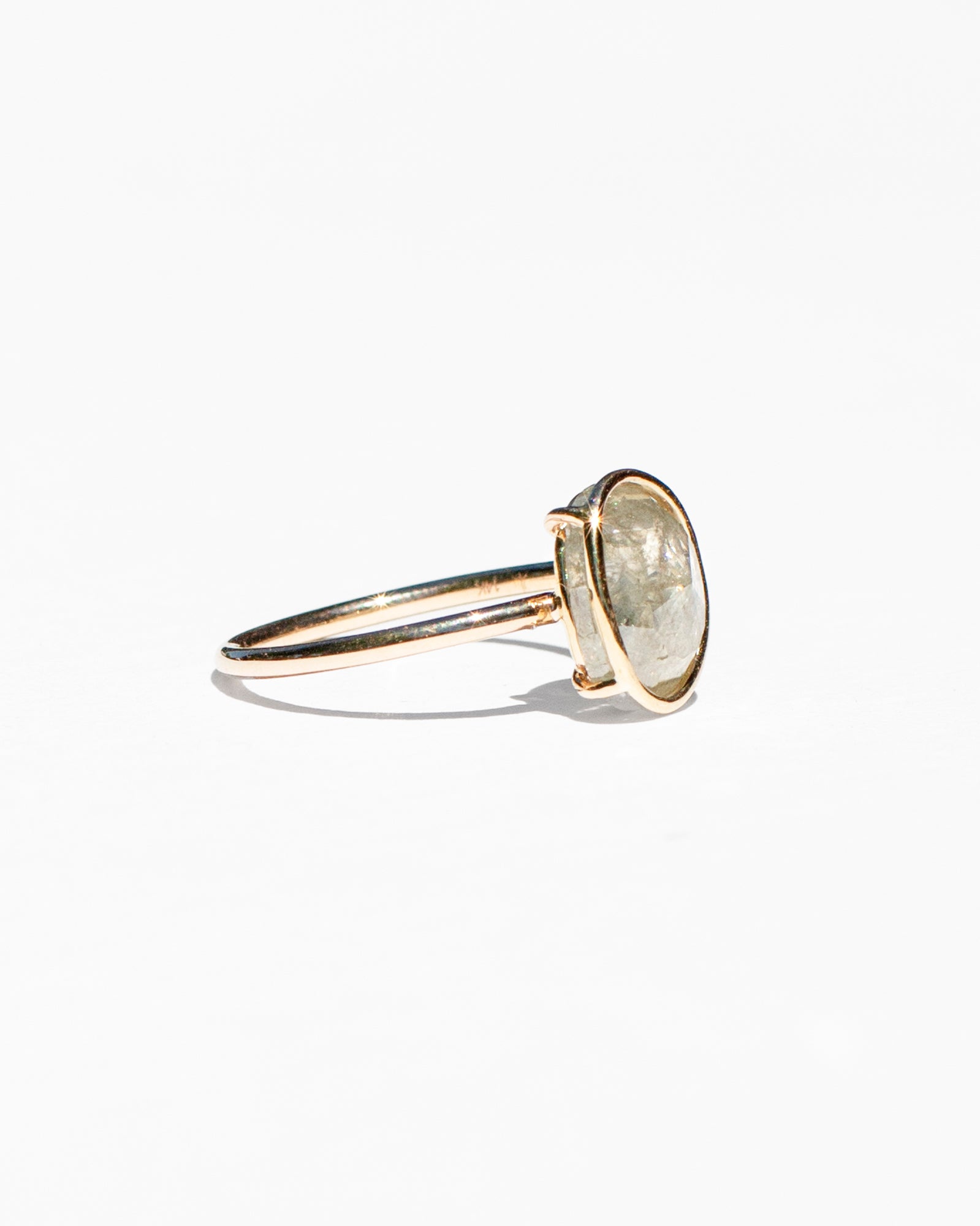 14K Olive Mineral Diamond Floating Ring