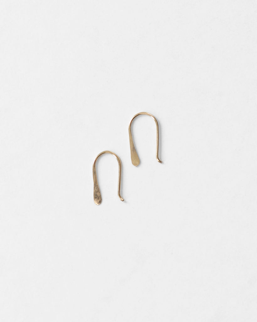 14K Petite Hammered Drop Earrings