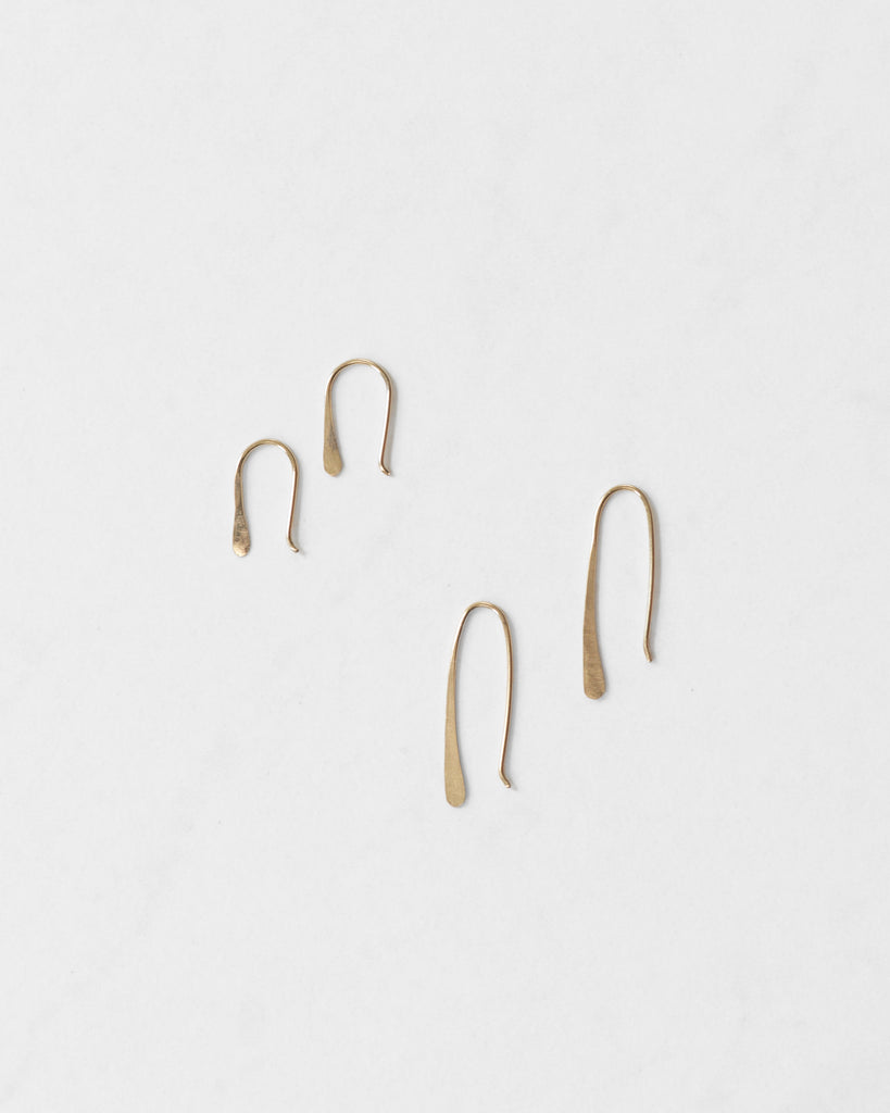 14K Petite Hammered Drop Earrings