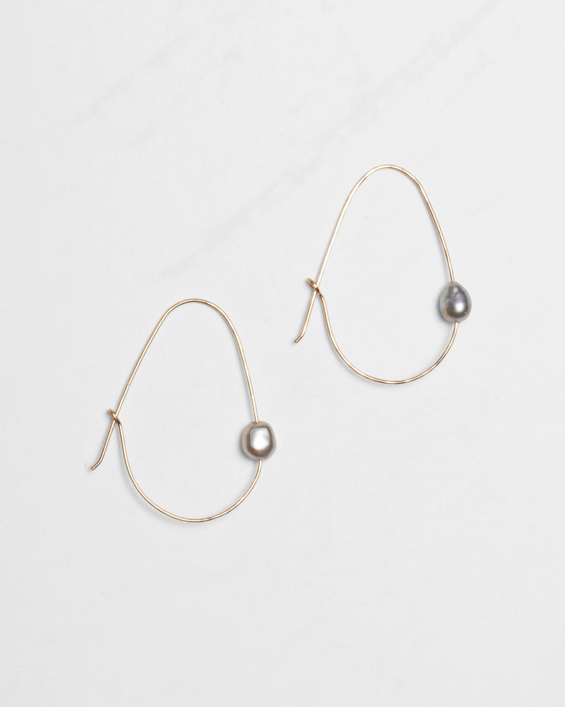 14K Keshi Pearl Egg Hoops