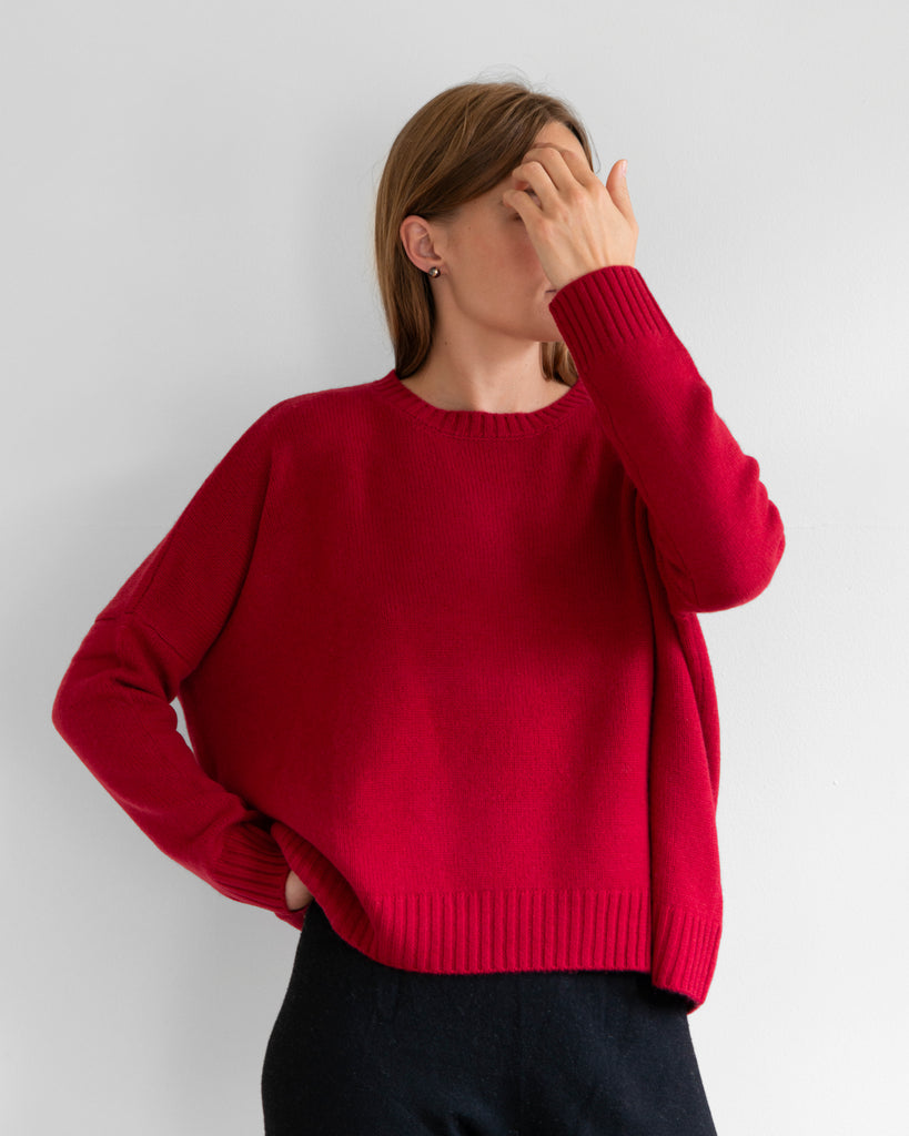 Organic by John Patrick - Wide Pullover in Ruby