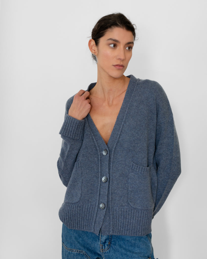 Organic by John Patrick - Two Pocket Cardigan in Blue Mist