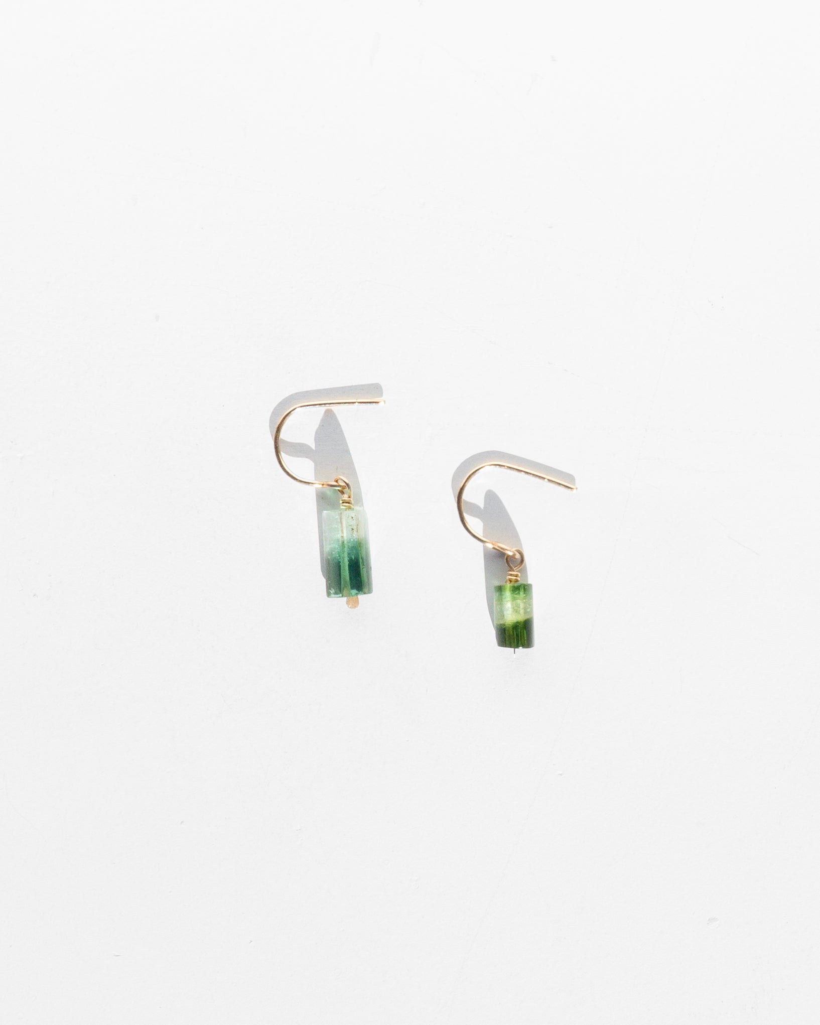 14K Striped Pine Tourmaline Charm Earrings