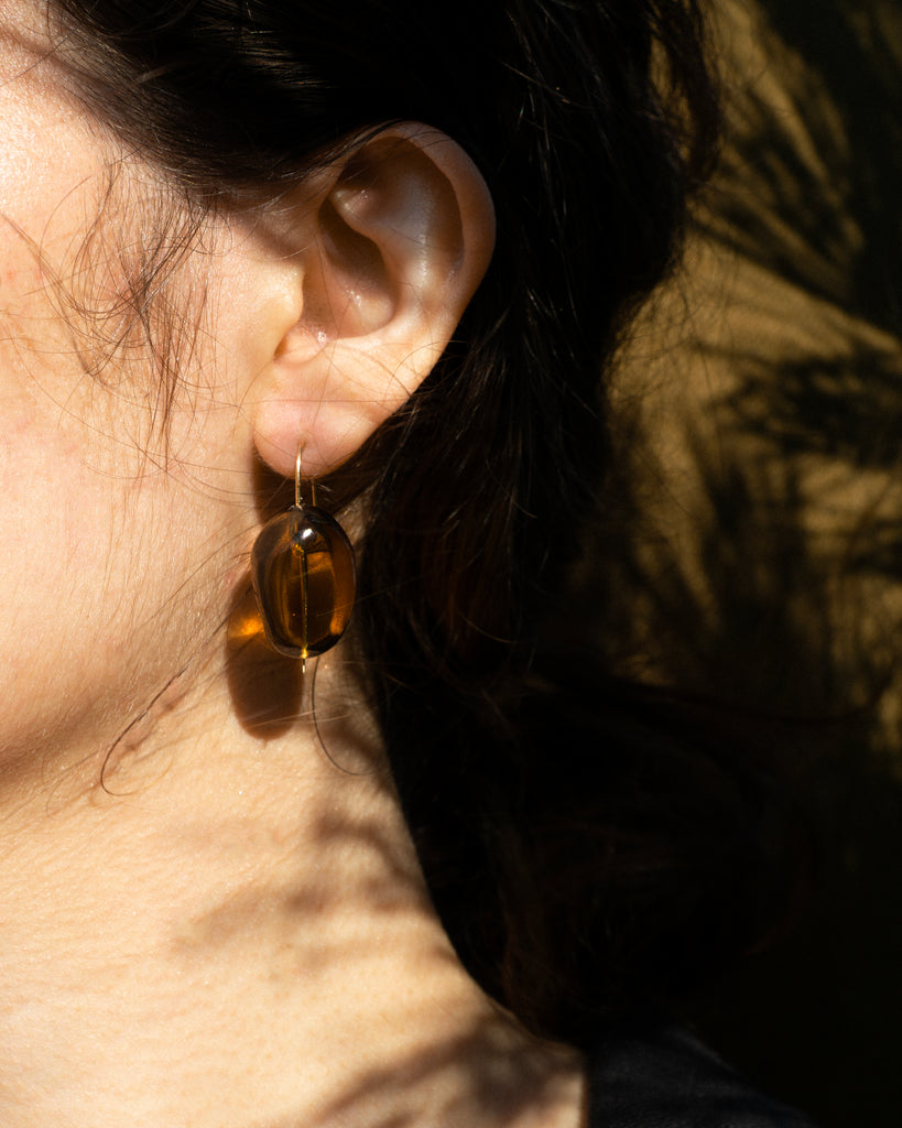 Cognac Quartz Drop Earrings