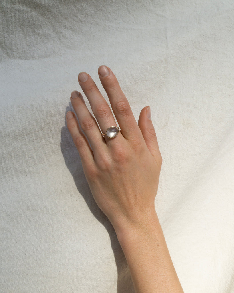 14K East/West Moonstone Ring