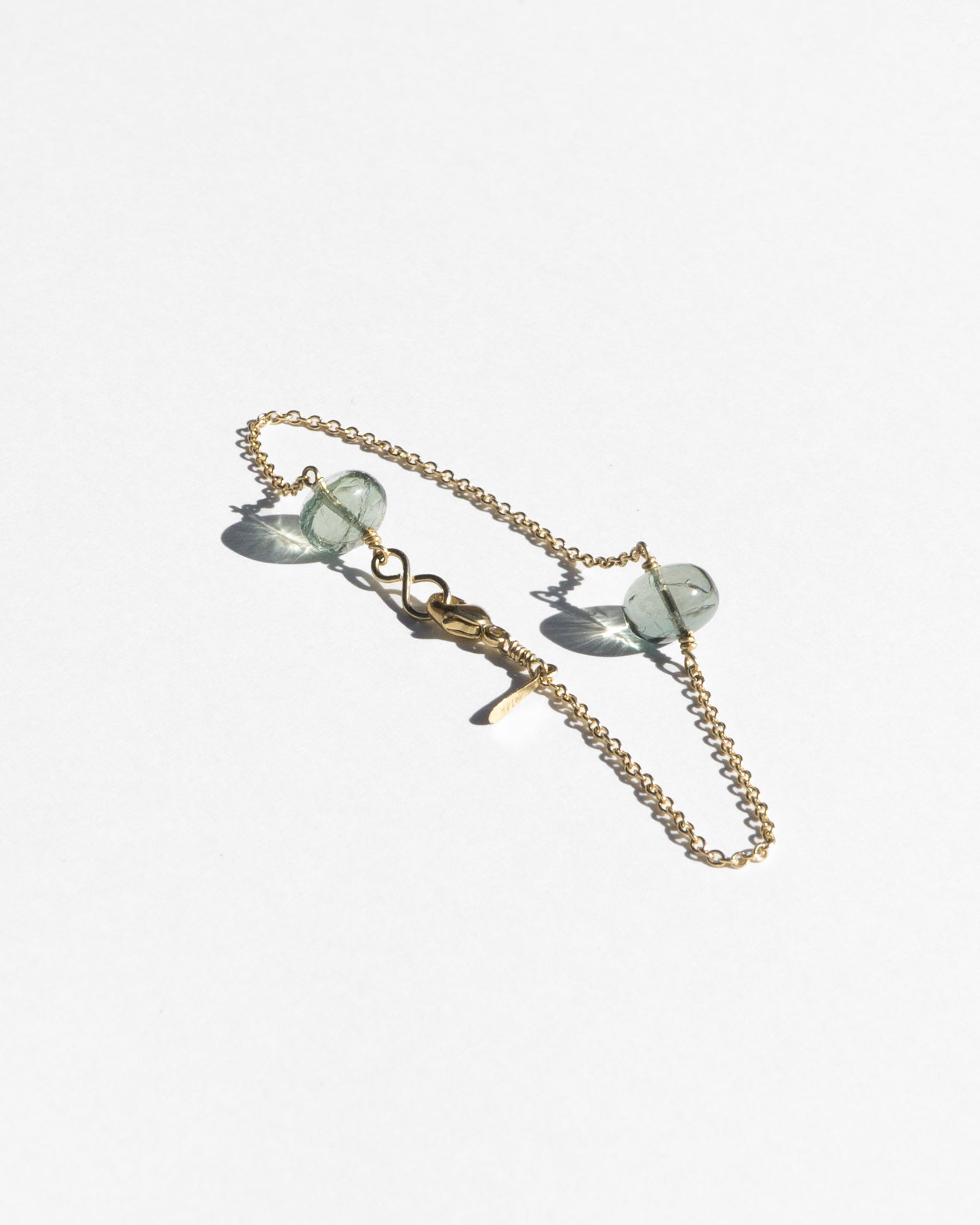 14K Light Tourmaline Chain Bracelet