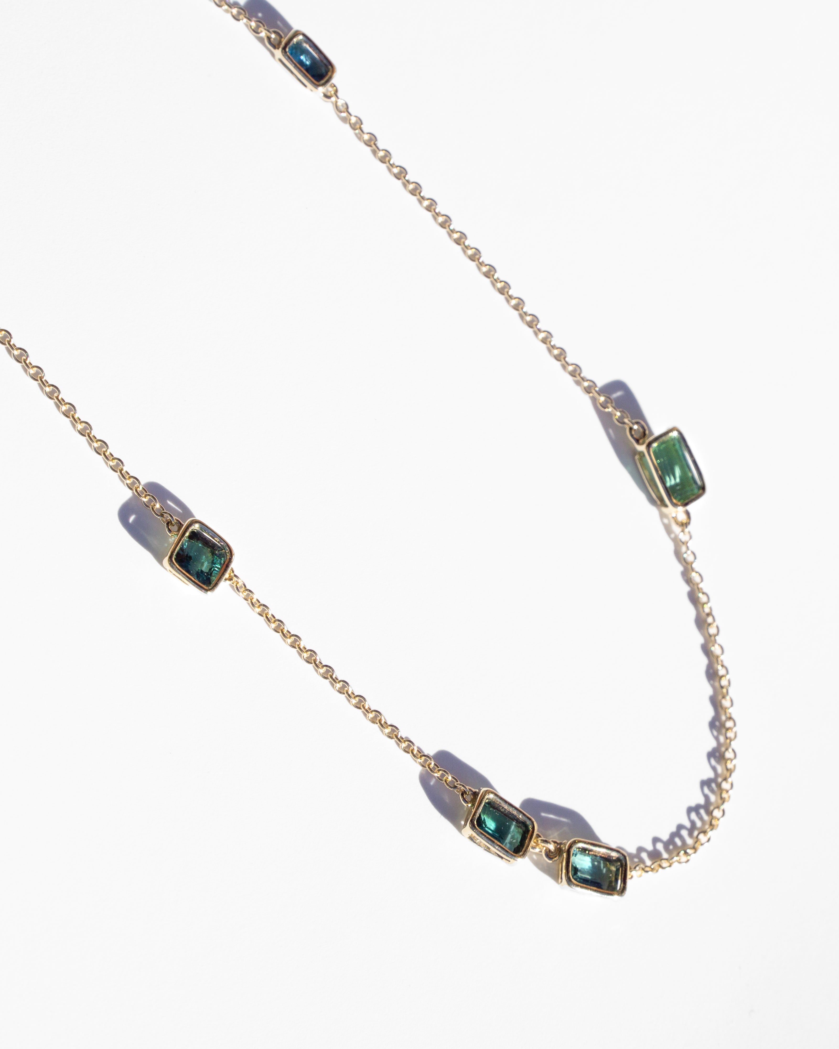 14K Many Tourmalines Floating Chain Necklace