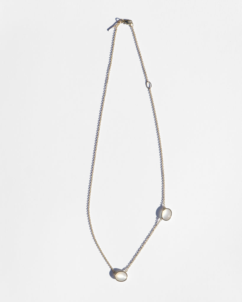 14K Twin Moon Floating Necklace