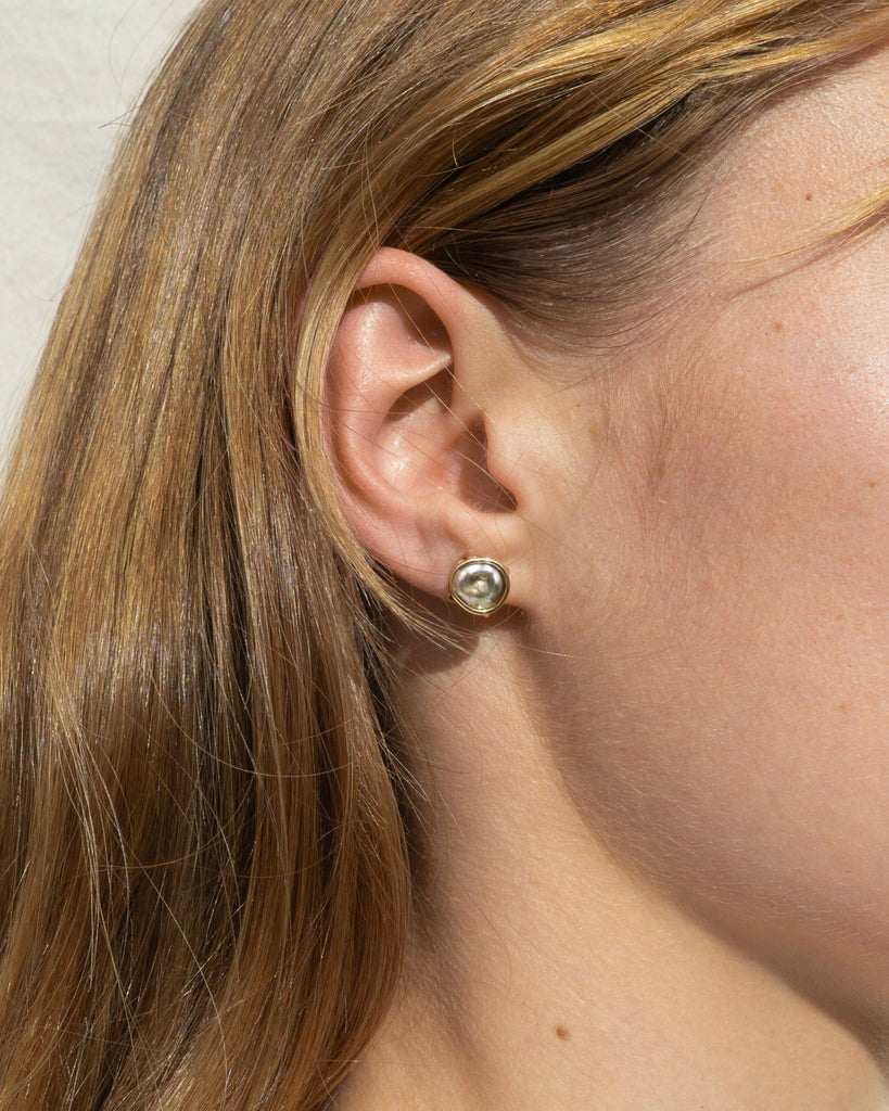 14K Charcoal Keshi Pearl Floating Studs